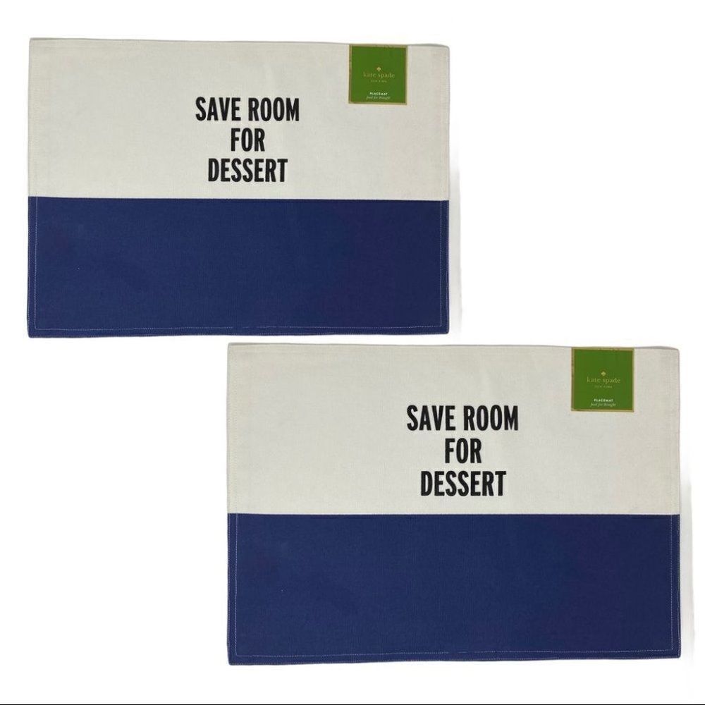 Kate Spade Save‎ Room For Dessert Table Placemats Iconic Logo Colorblock